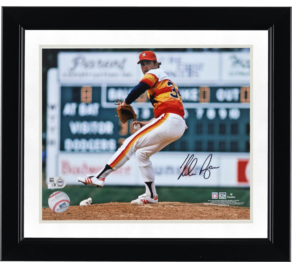 Nolan Ryan Signed 8 x 10 Photo Houston Astros Rainbow Jersey