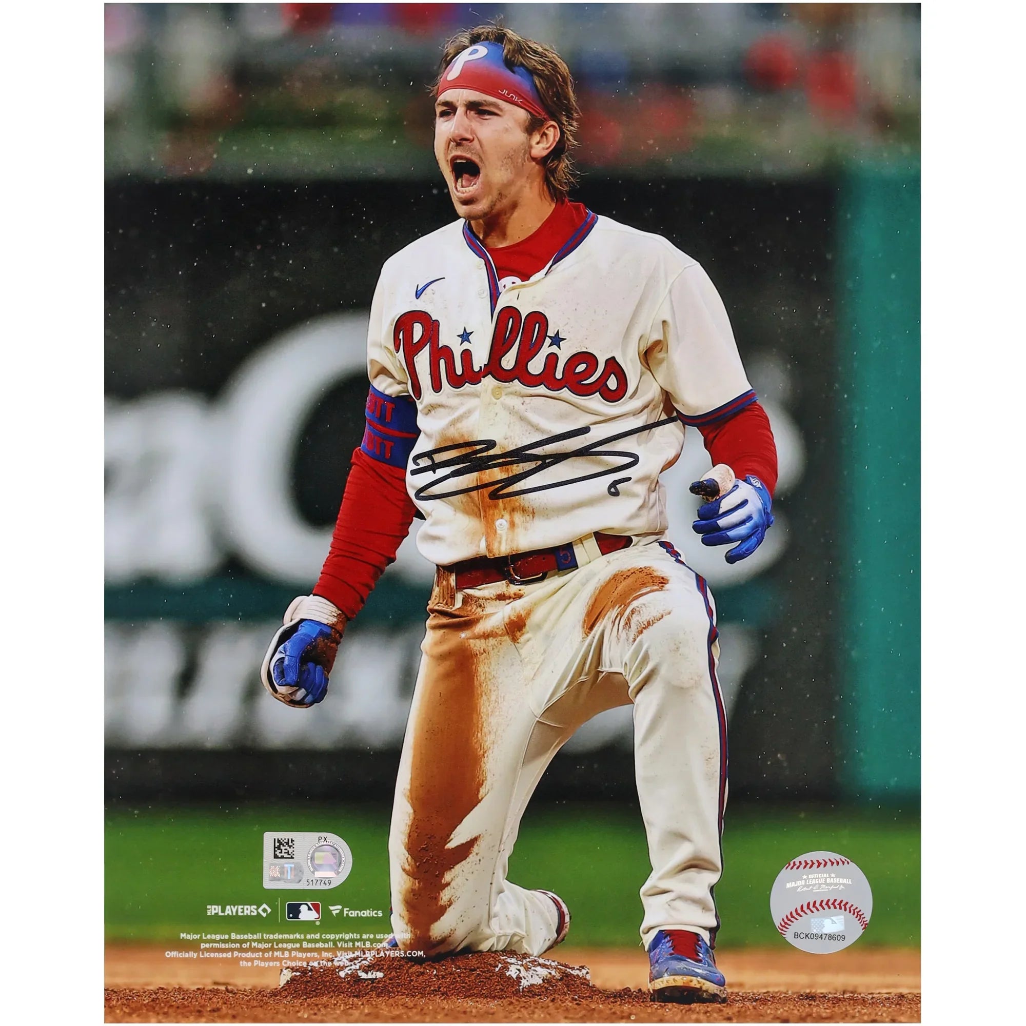 Bryson Stott Philadelphia Phillies Autographed Fanatics Authentic 8" x 10" Stolen Base Celebration Photograph
