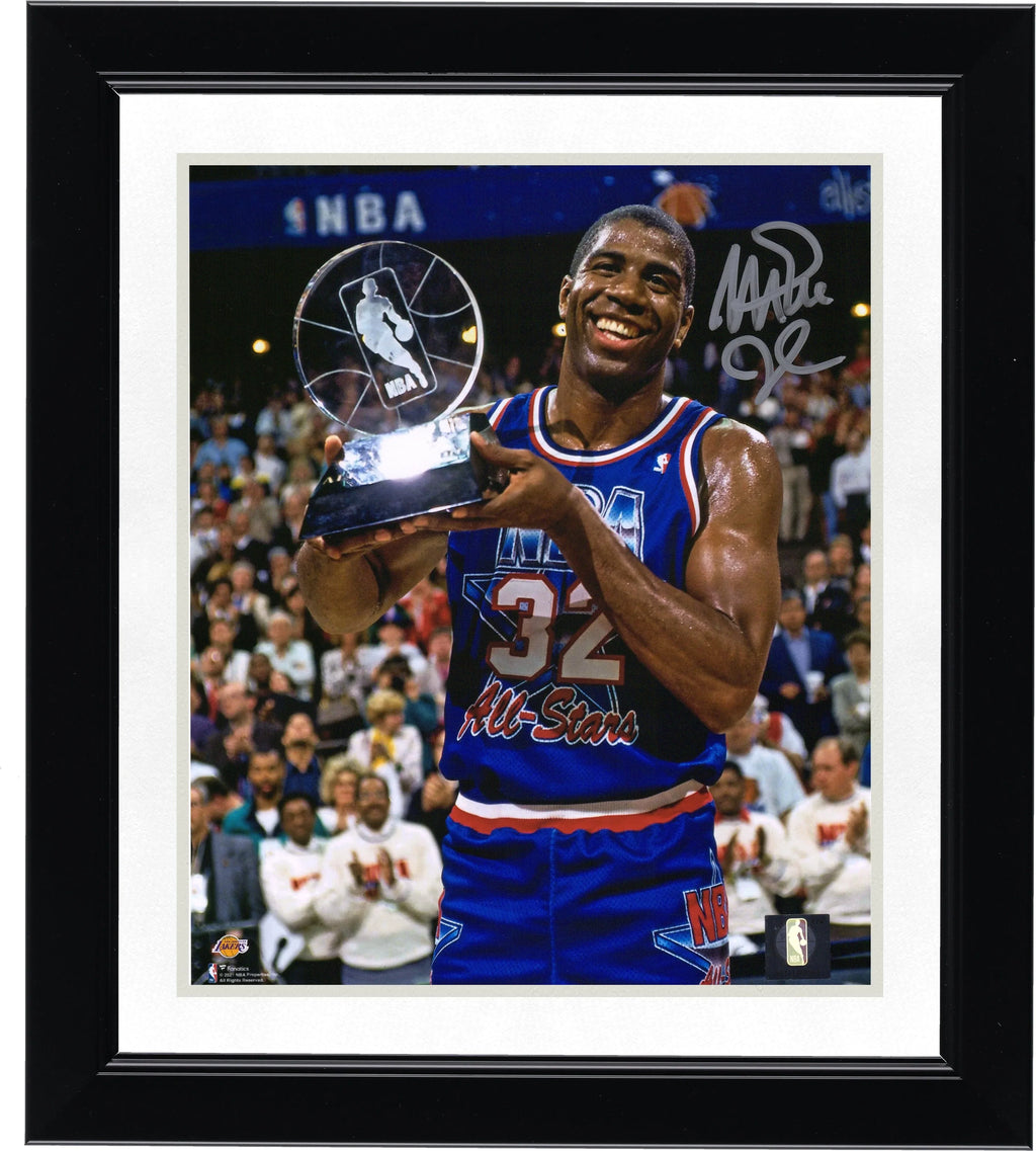 Magic Johnson Signed 8 x 10 1992 All-Star Game Trophy Photo | Lakers