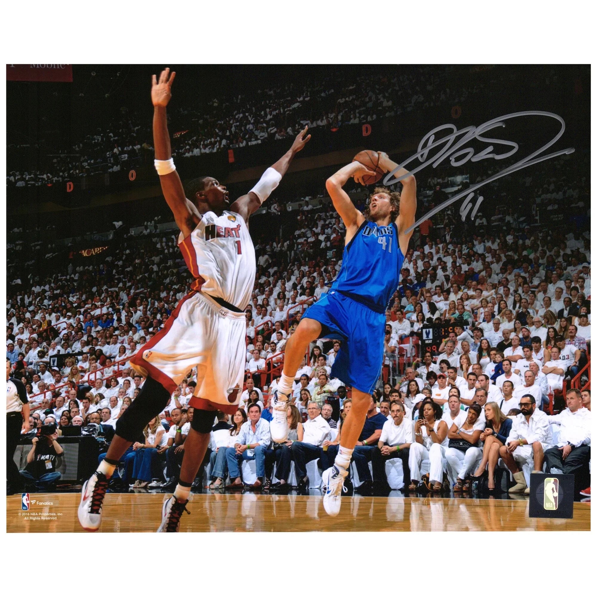 Dirk Nowitzki Signed 8 x 10 Photograph vs. Chris Bosh | Mavericks