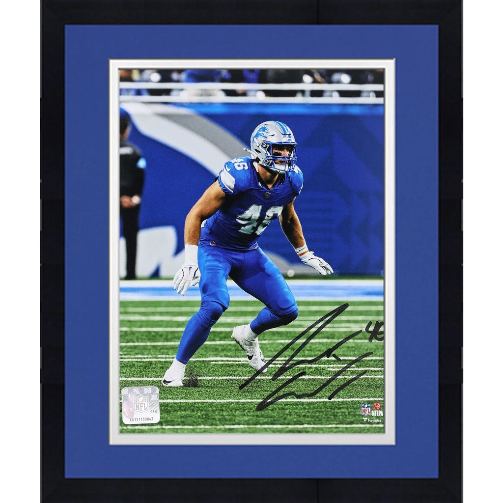 Jack Campbell Signed Detroit Lions 8 x 10 Photo | Defensive Stance