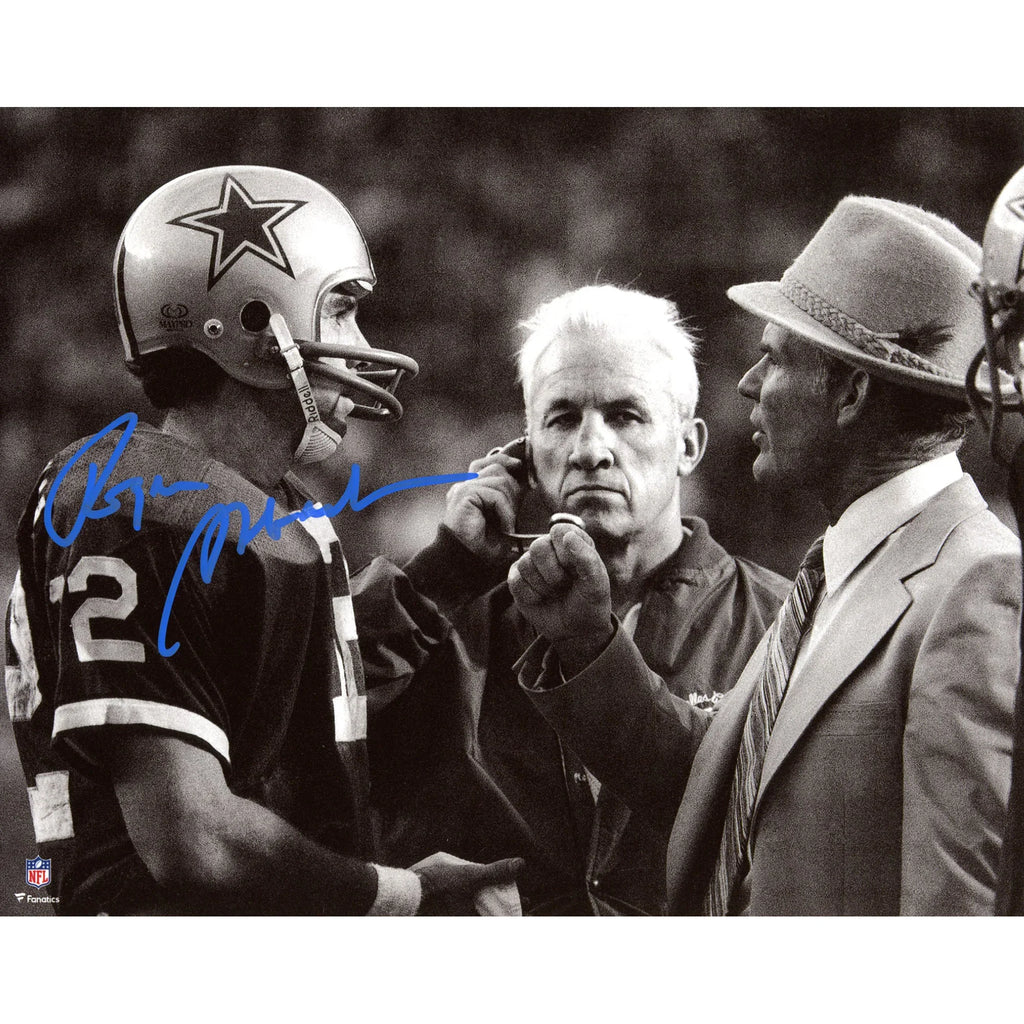 Roger Staubach Signed 8 x 10 Photo with Tom Landry | Cowboys