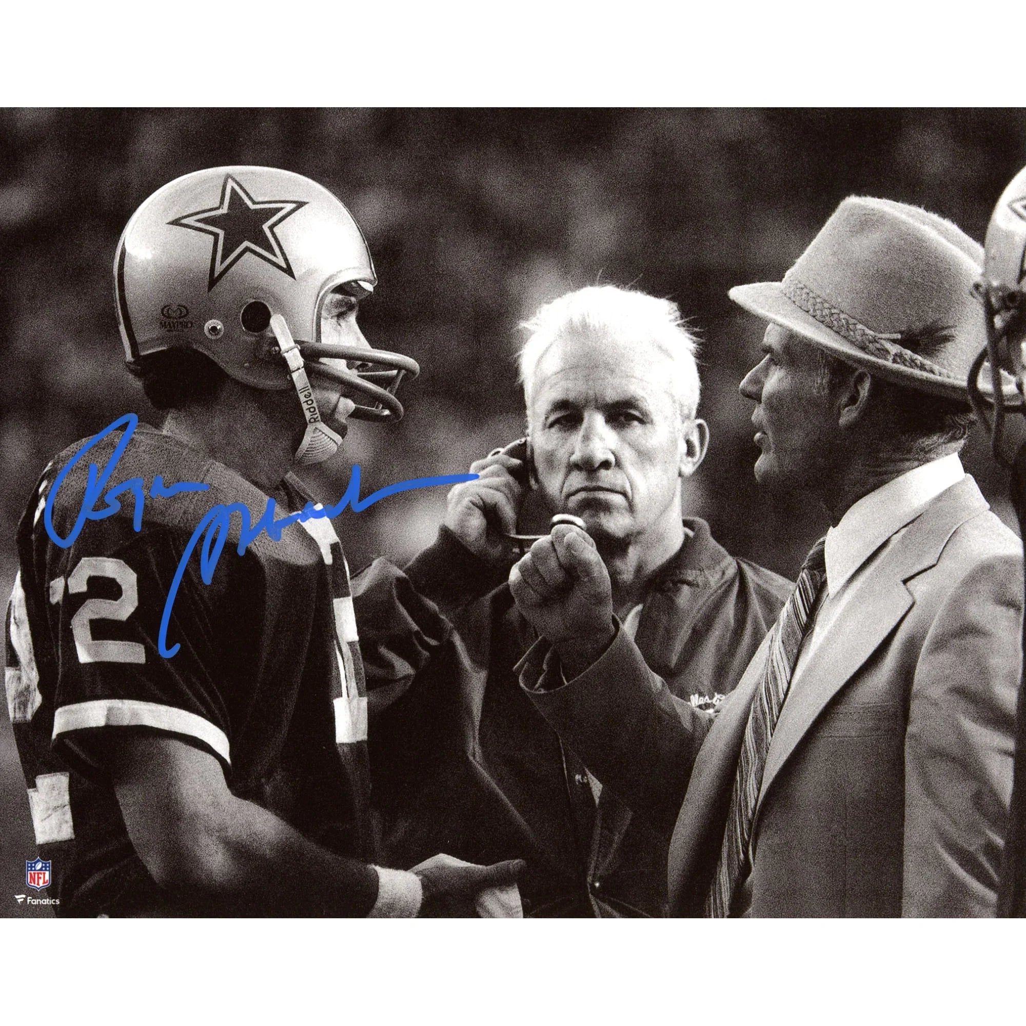 Roger Staubach Signed 8 x 10 Photo with Tom Landry | Cowboys