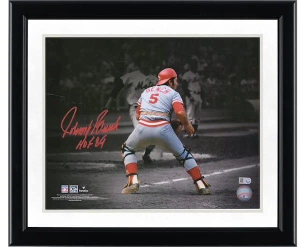 Johnny Bench Signed 11 x 14 Photograph | HOF 89 Inscription