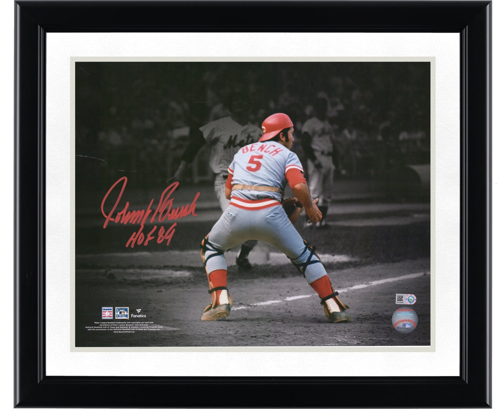 Johnny Bench Signed 11 x 14 Photograph | HOF 89 Inscription