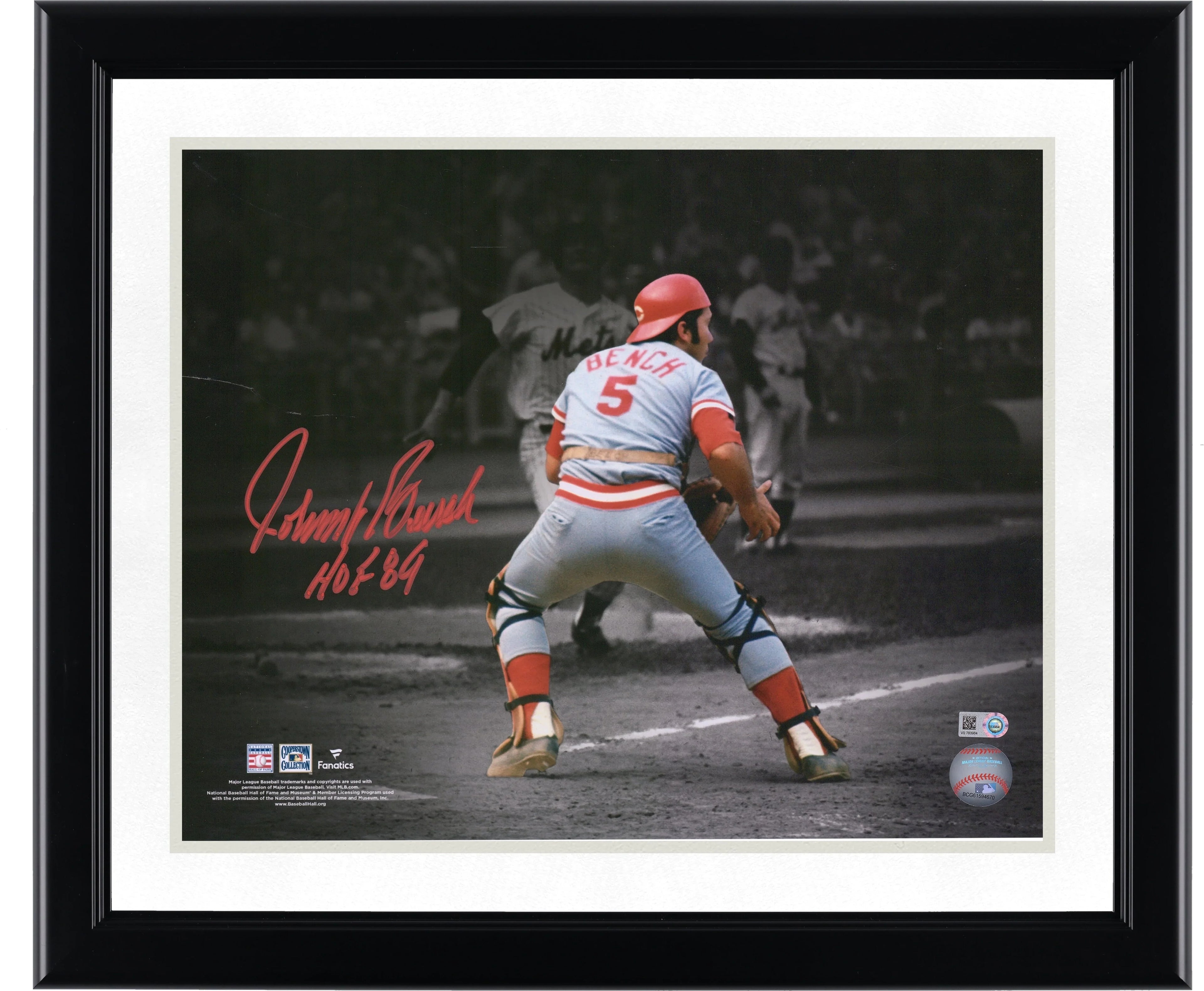 Johnny Bench Signed 11 x 14 Photograph | HOF 89 Inscription