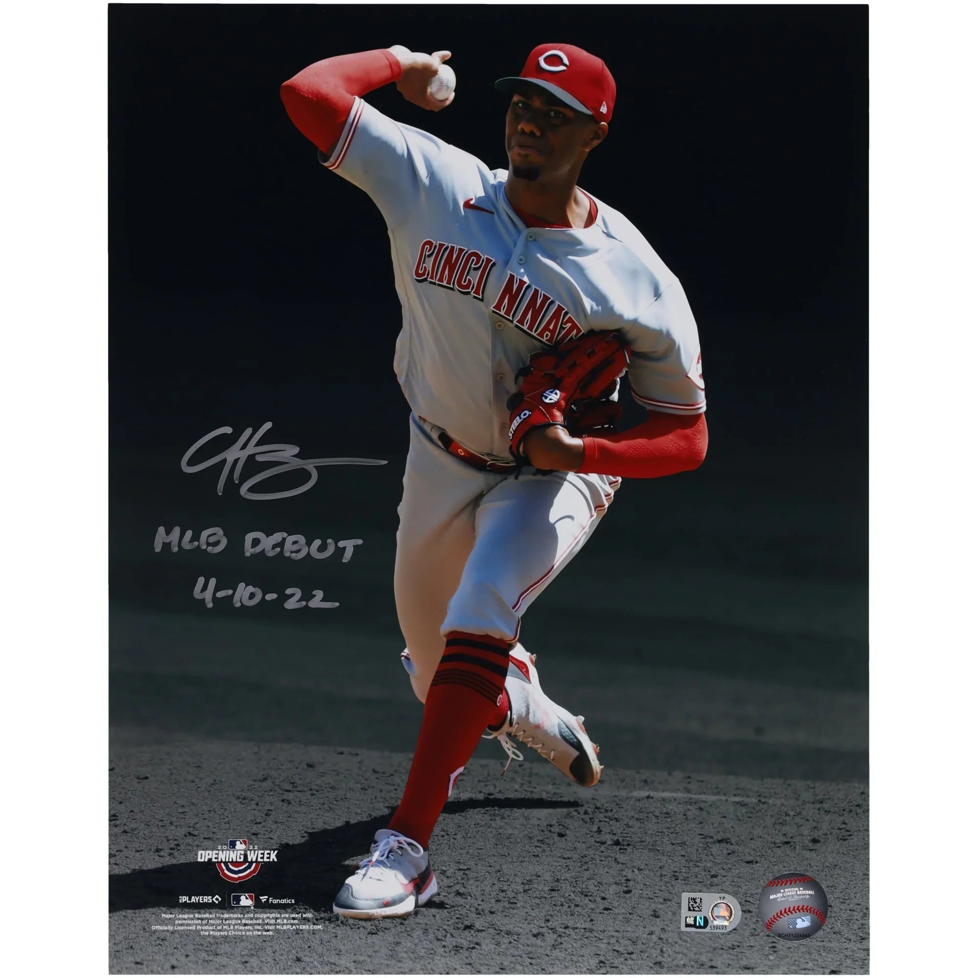 Hunter Greene Signed 11 x 14 Photograph | MLB Debut 4-10-22 Inscription