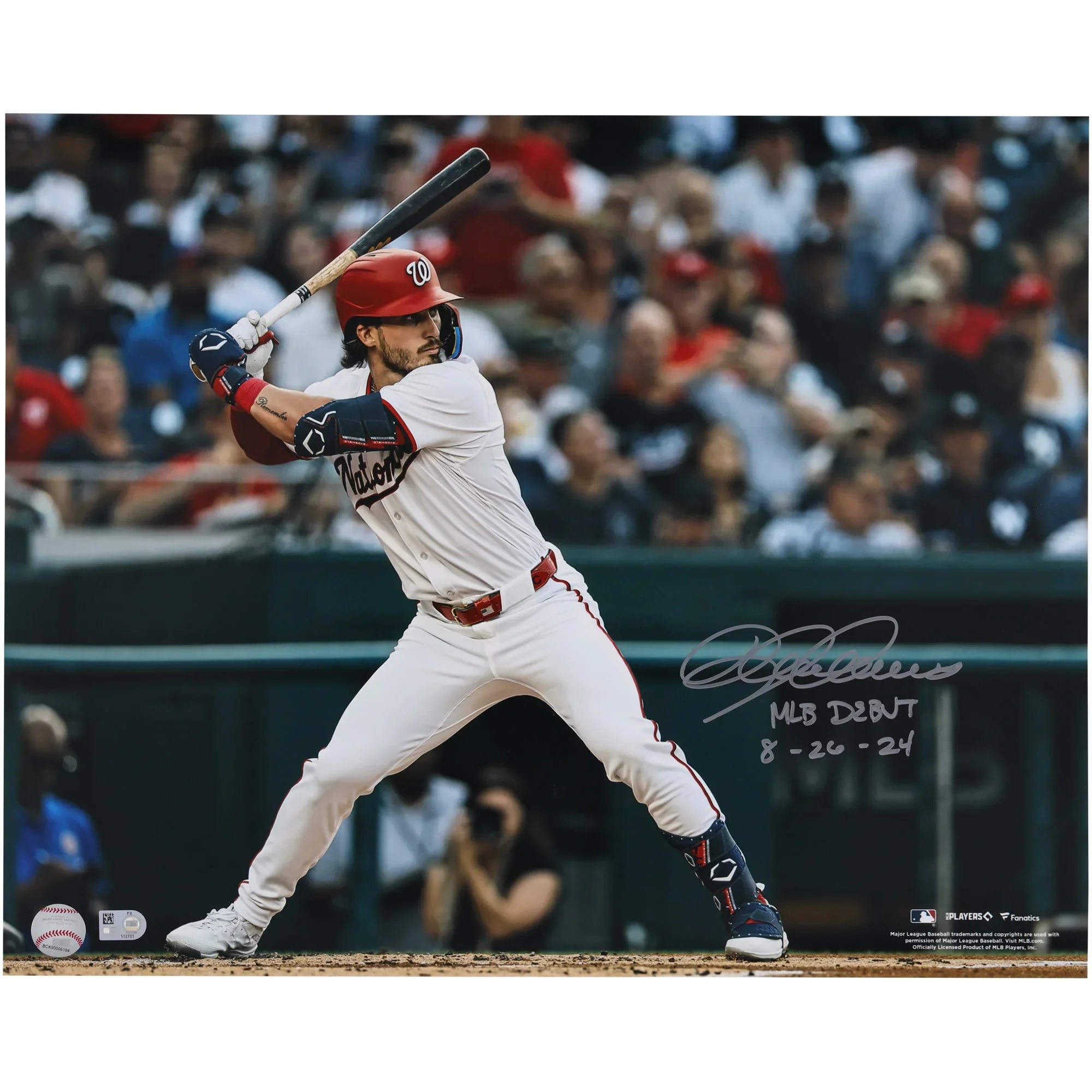 Dylan Crews Signed 16 x 20 MLB Debut Photo | Nationals