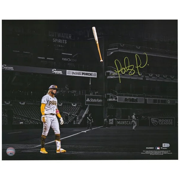 Fernando Tatis Jr. Signed 16 x 20 Bat Flip Spotlight Photograph | Authenticated
