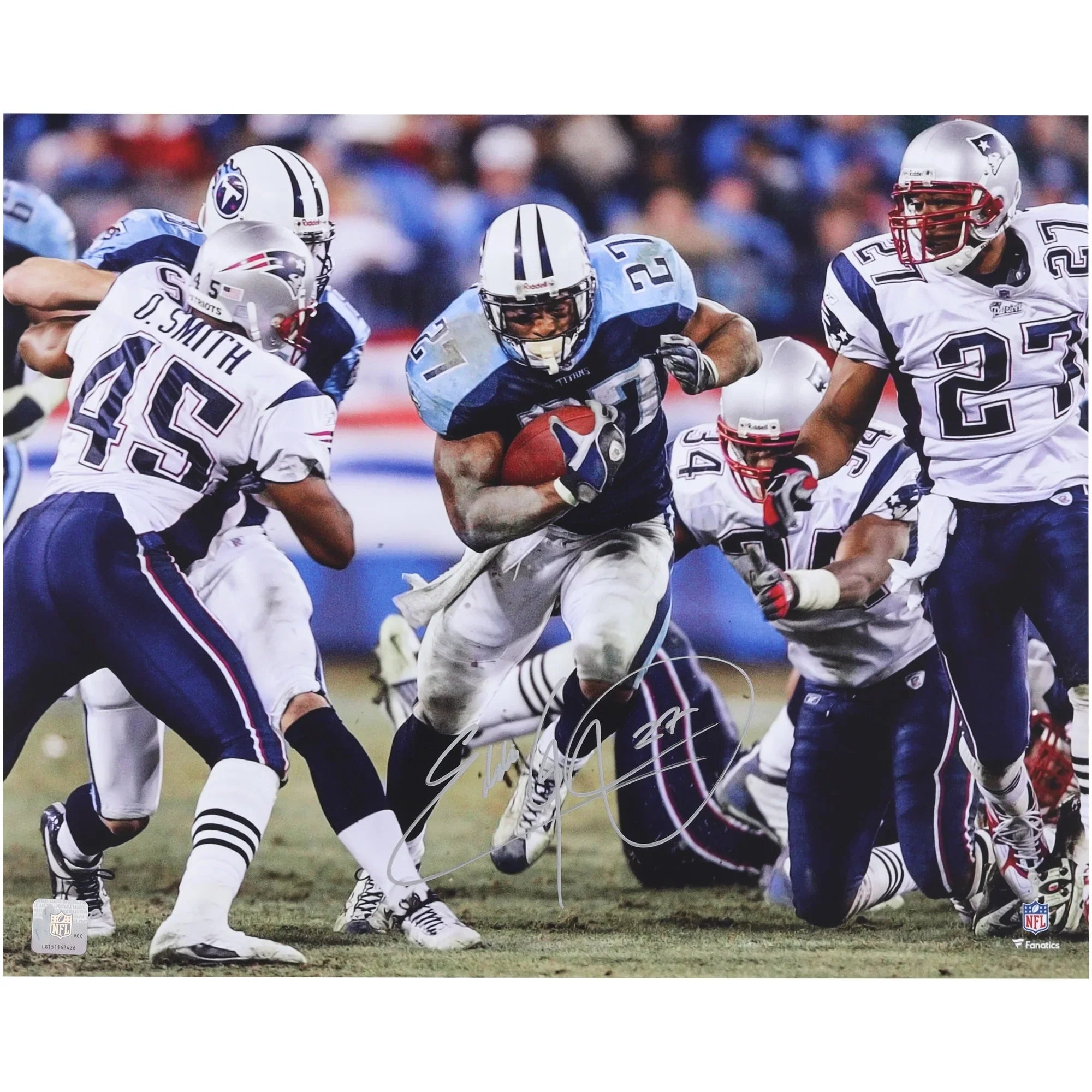 Eddie George Signed 16 x 20 Photo | Titans vs. Patriots