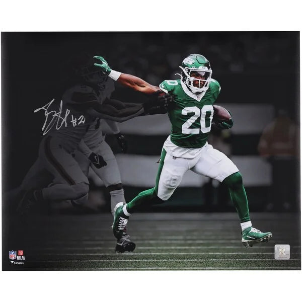 Breece Hall Signed 16 x 20 Stiff Arm Photo | New York Jets