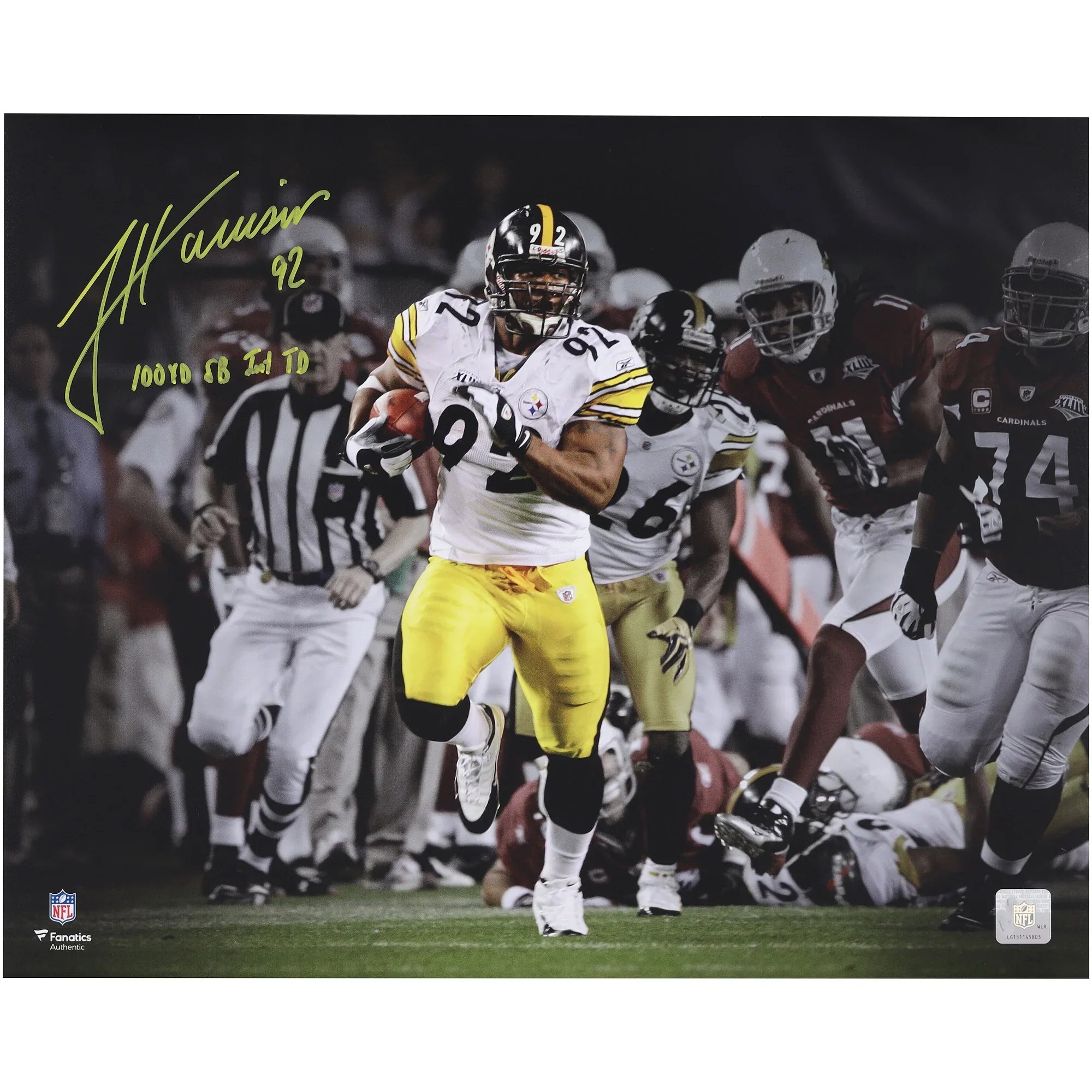 James Harrison Signed 16 x 20 Super Bowl XLIII Pick Six Photo | Authenticated