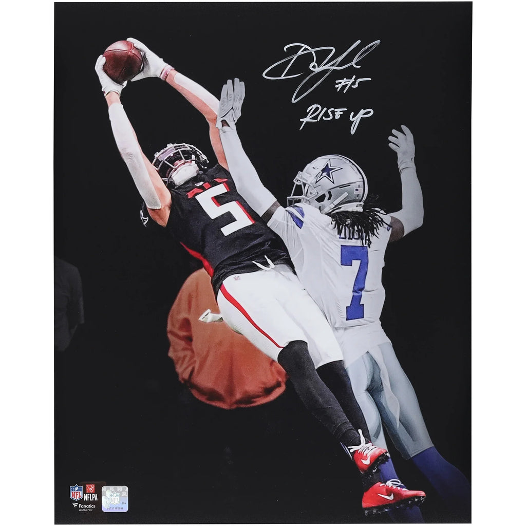 Drake London Signed 16 x 20 Touchdown Photo | Rise Up Inscription