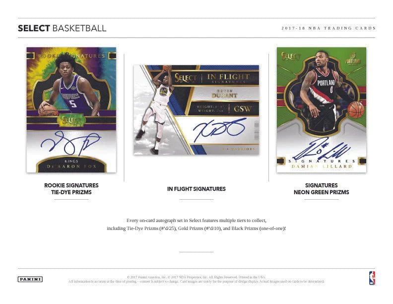 2017-18 Panini Select Basketball Hobby Trading Cards