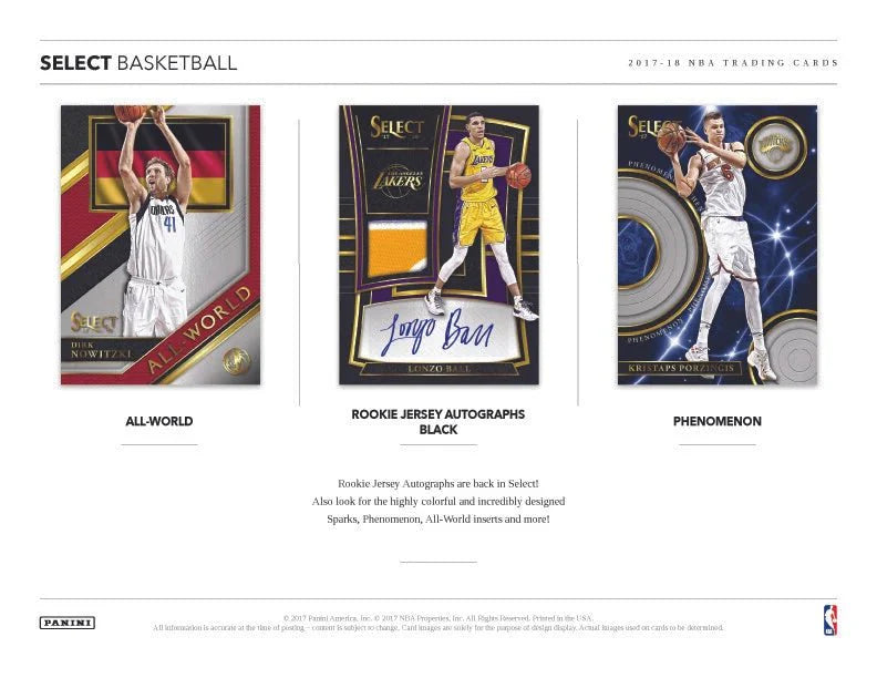 2017-18 Panini Select Basketball Hobby Trading Cards