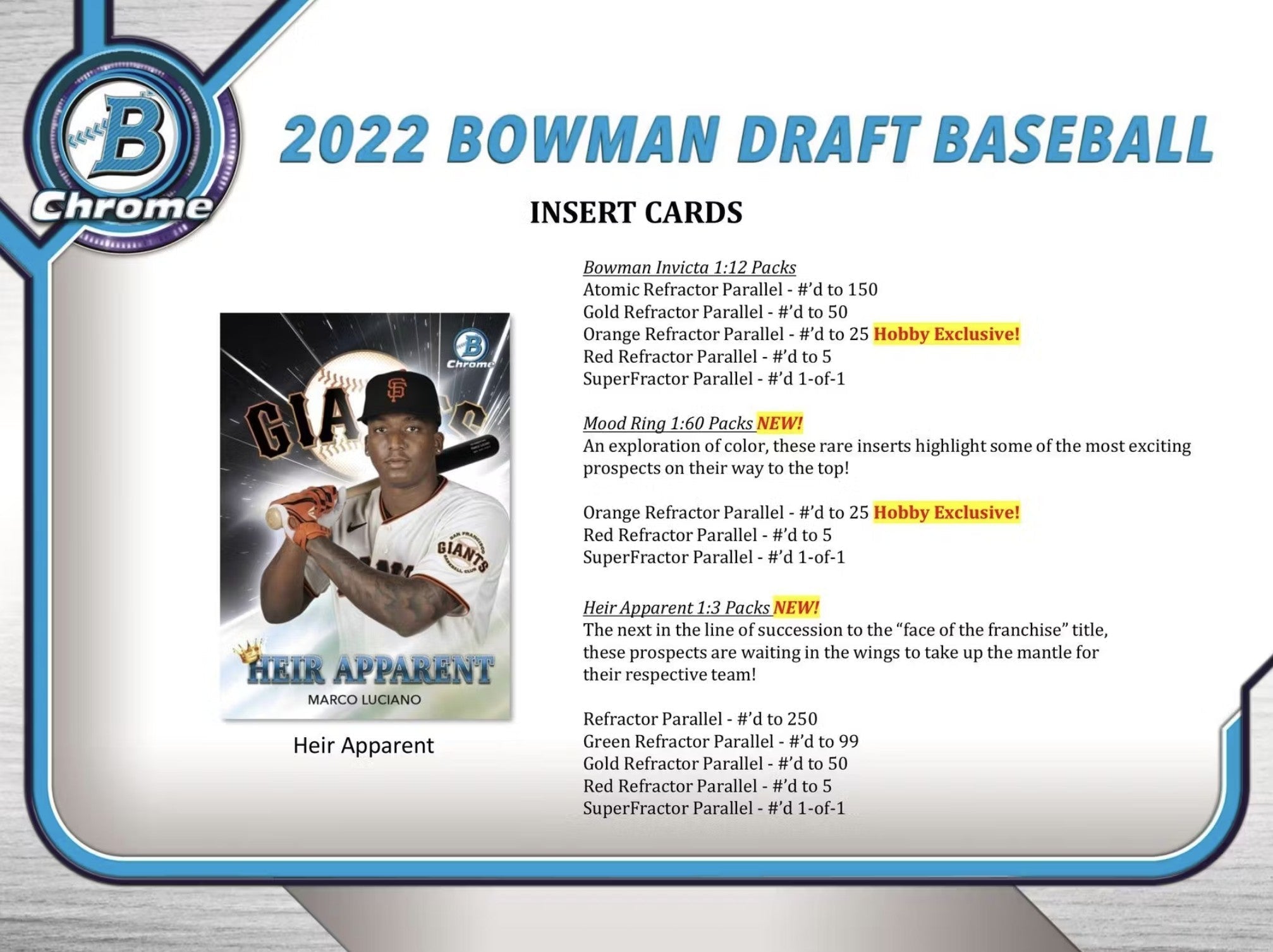 2022 Topps Bowman Draft Baseball Jumbo Trading Cards