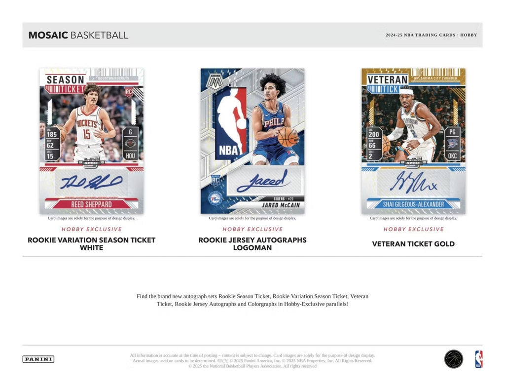 2024-25 Panini Mosaic Basketball Hobby Trading Cards