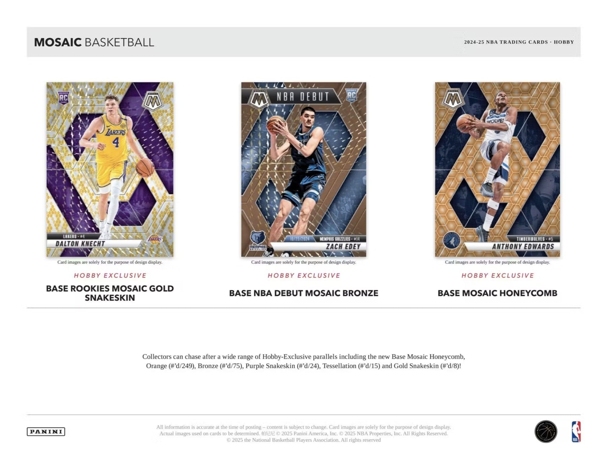 2024-25 Panini Mosaic Basketball Hobby Trading Cards