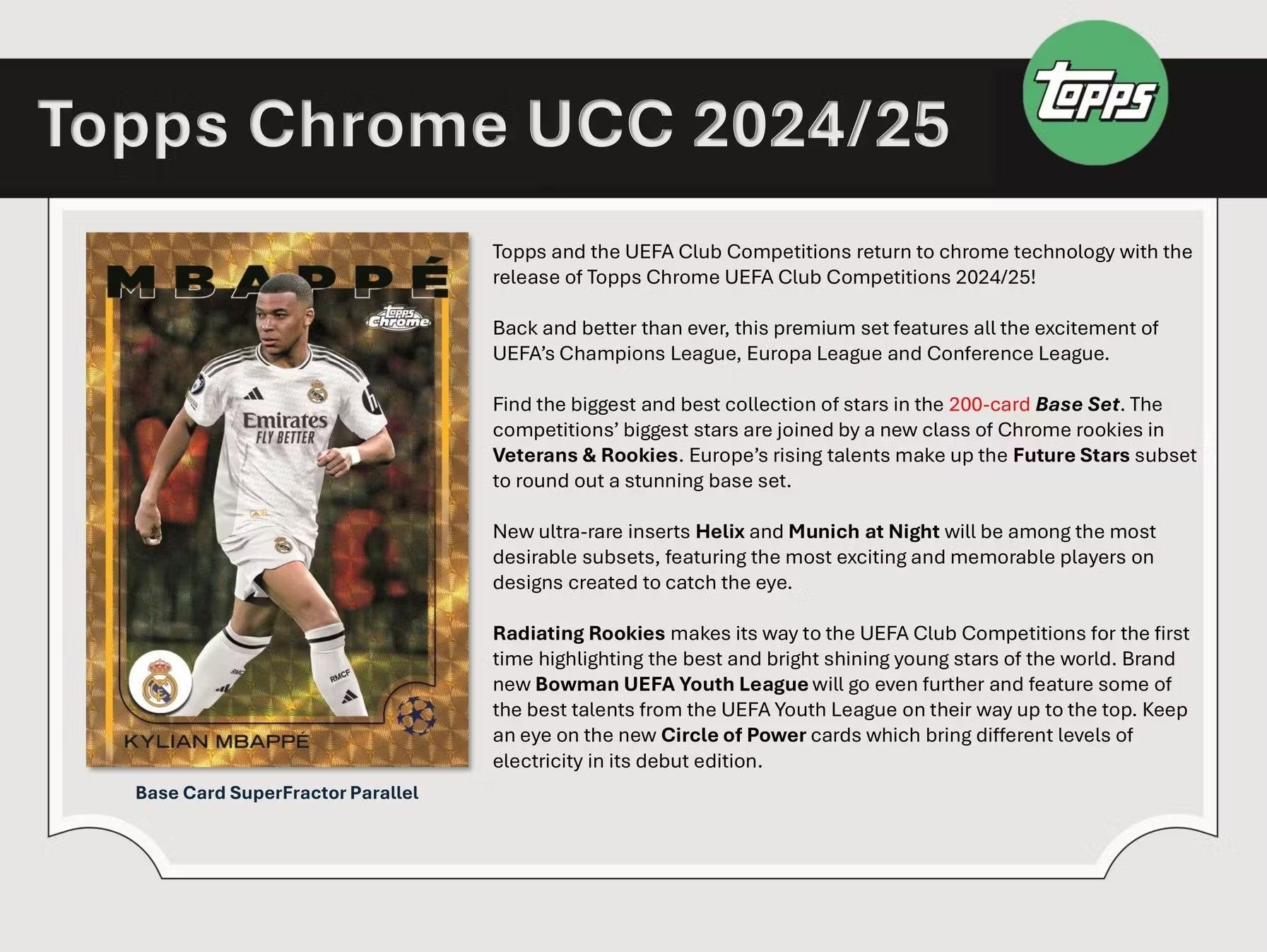 2024-25 Topps Chrome UEFA Club Competitions Soccer Hobby Trading Cards