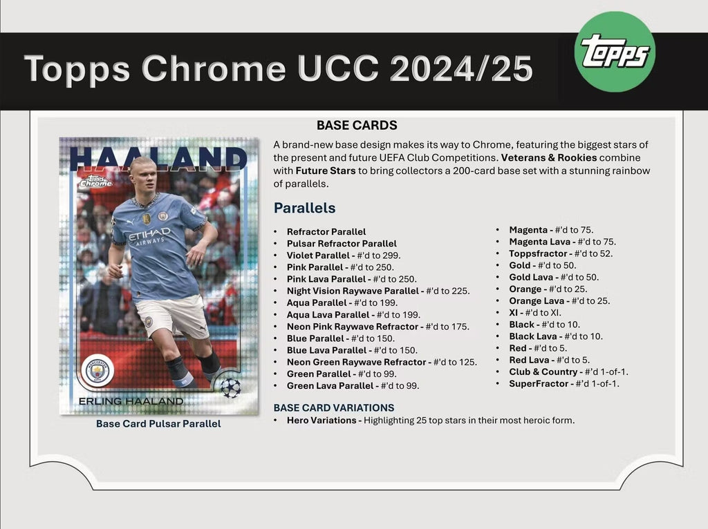 2024-25 Topps Chrome UEFA Club Competitions Soccer Hobby Trading Cards