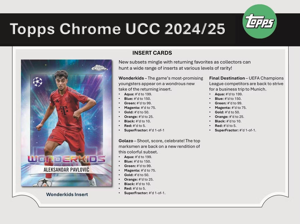 2024-25 Topps Chrome UEFA Club Competitions Soccer Jumbo Trading Cards
