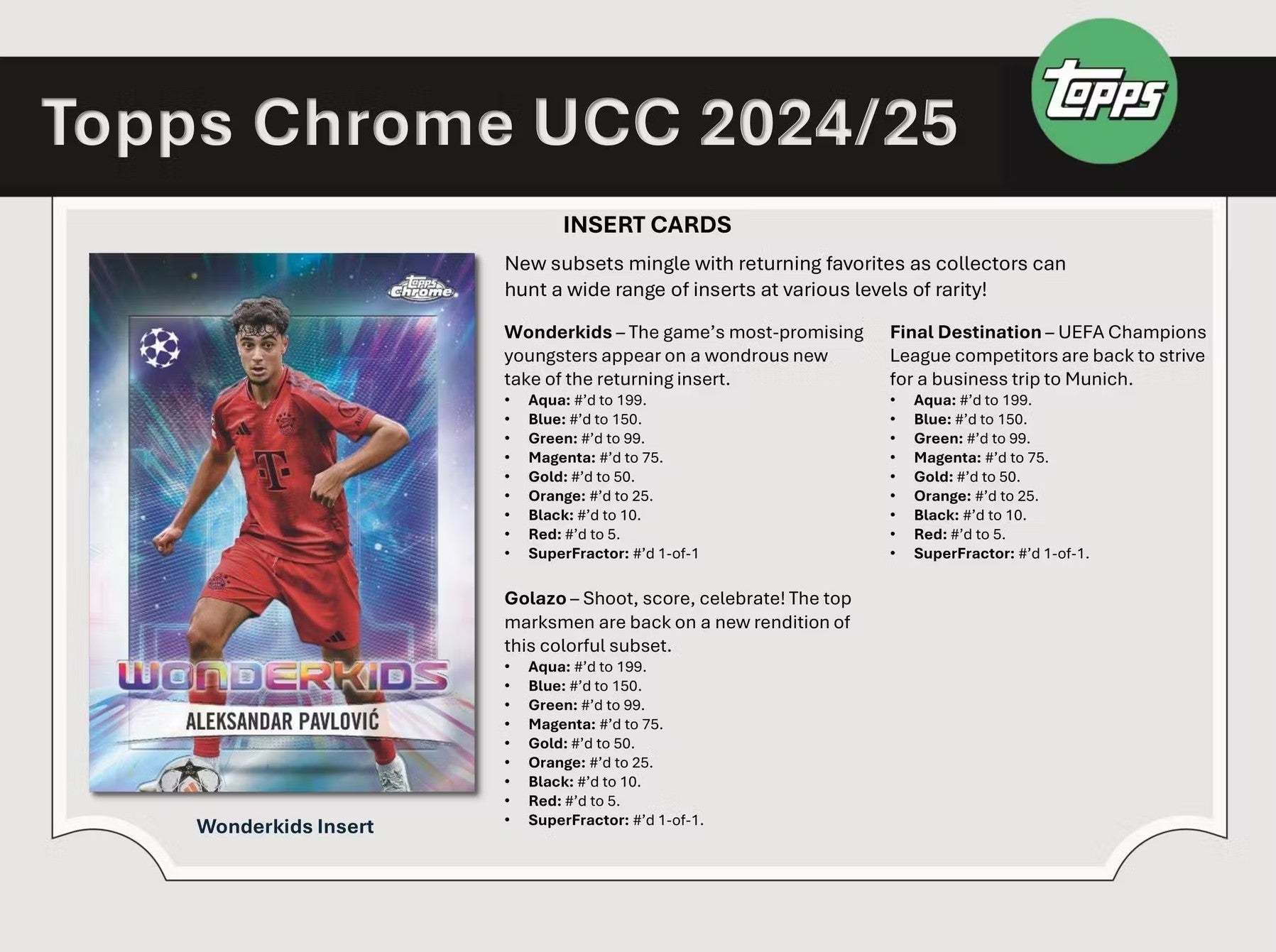 2024-25 Topps Chrome UEFA Club Competitions Soccer Jumbo Trading Cards