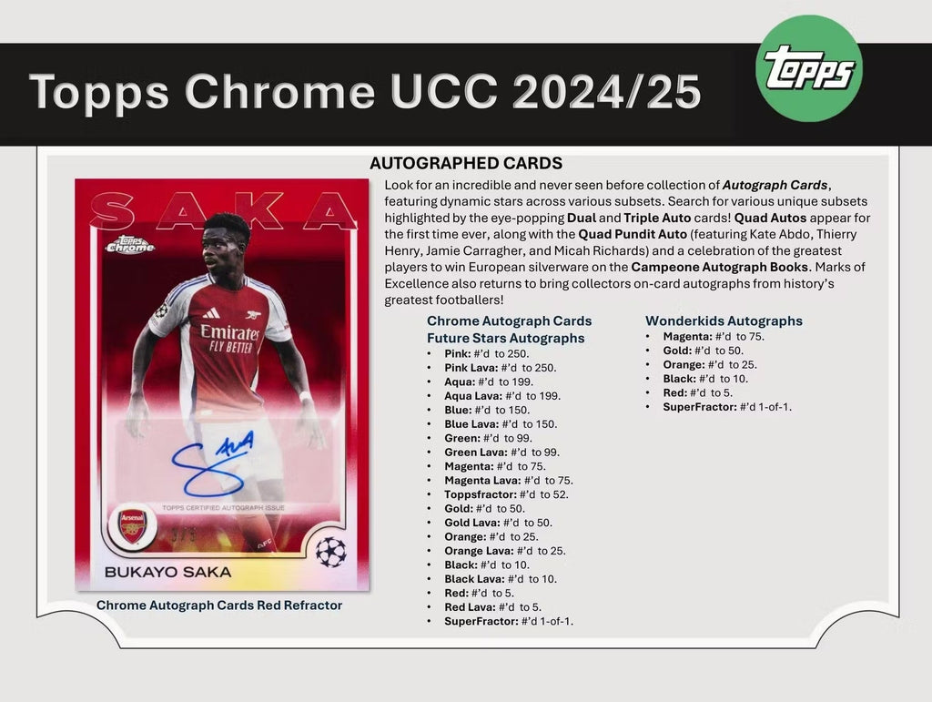 2024-25 Topps Chrome UEFA Club Competitions Soccer Jumbo Trading Cards