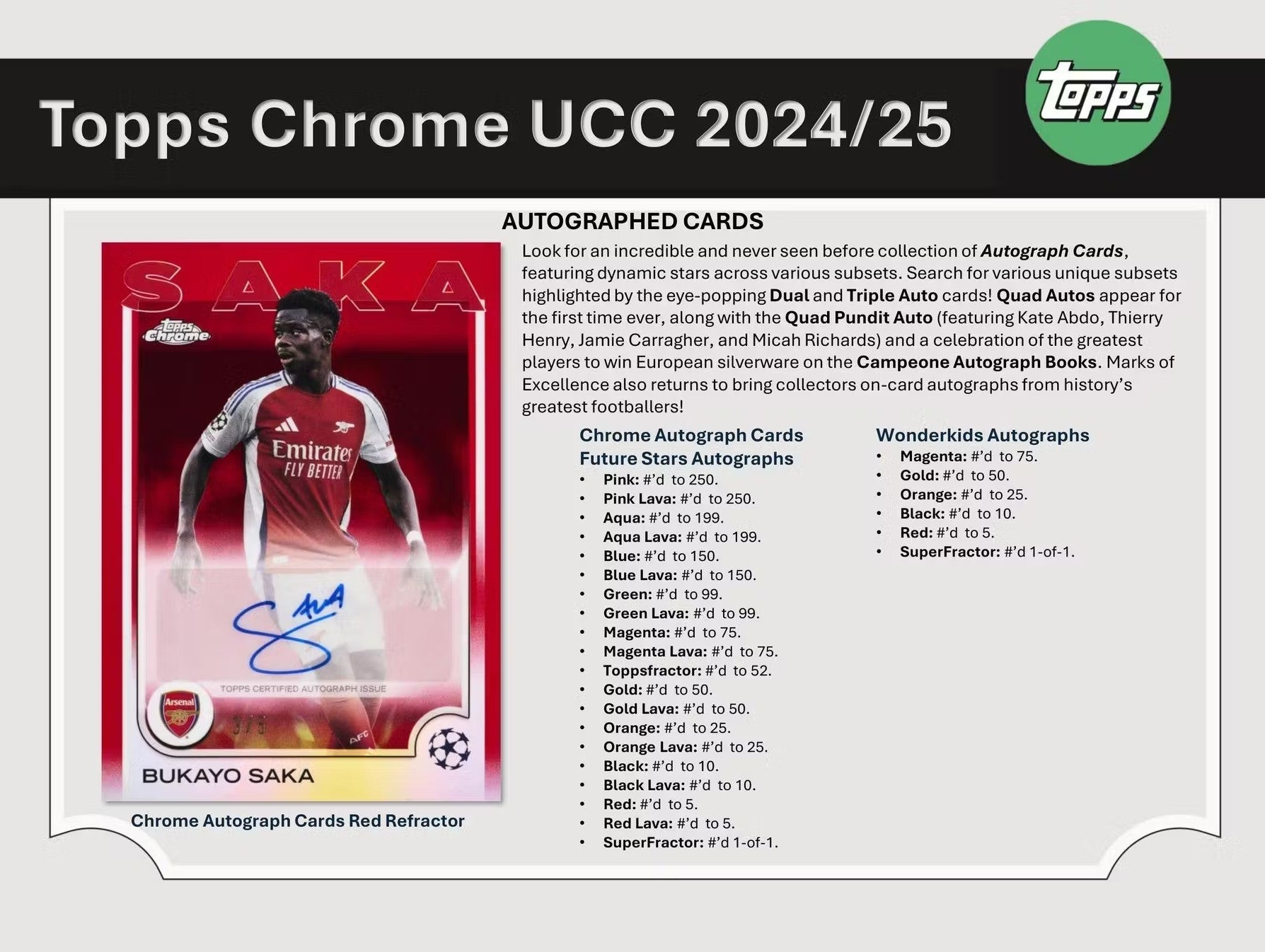 2024-25 Topps Chrome UEFA Club Competitions Soccer Jumbo Trading Cards