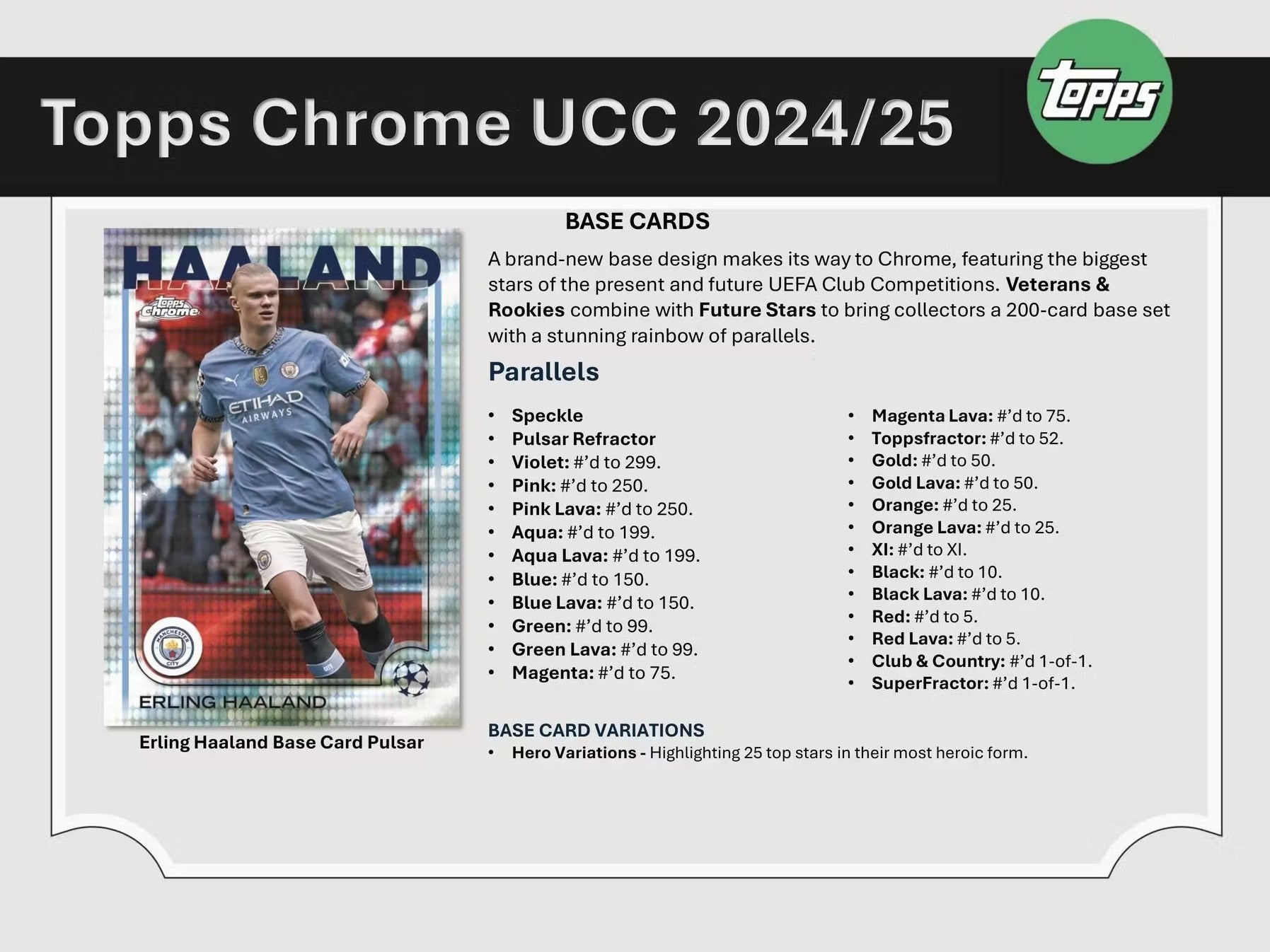 2024-25 Topps Chrome UEFA Club Competitions Soccer Jumbo Trading Cards