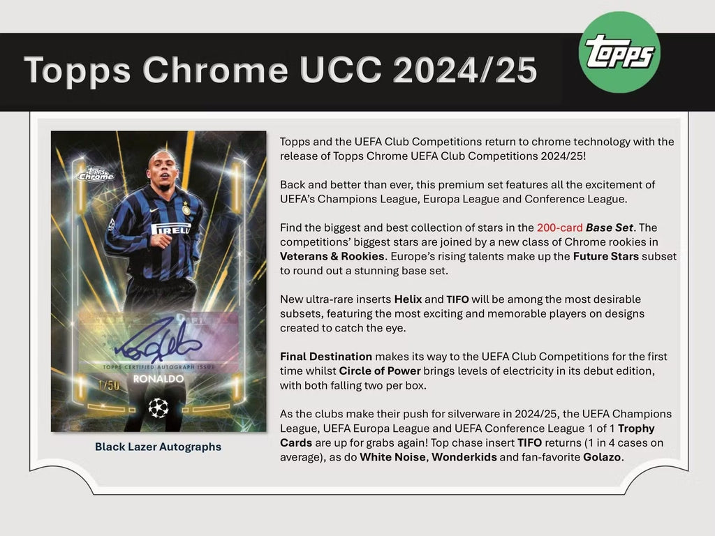 2024-25 Topps Chrome UEFA Club Competitions Soccer Jumbo Trading Cards