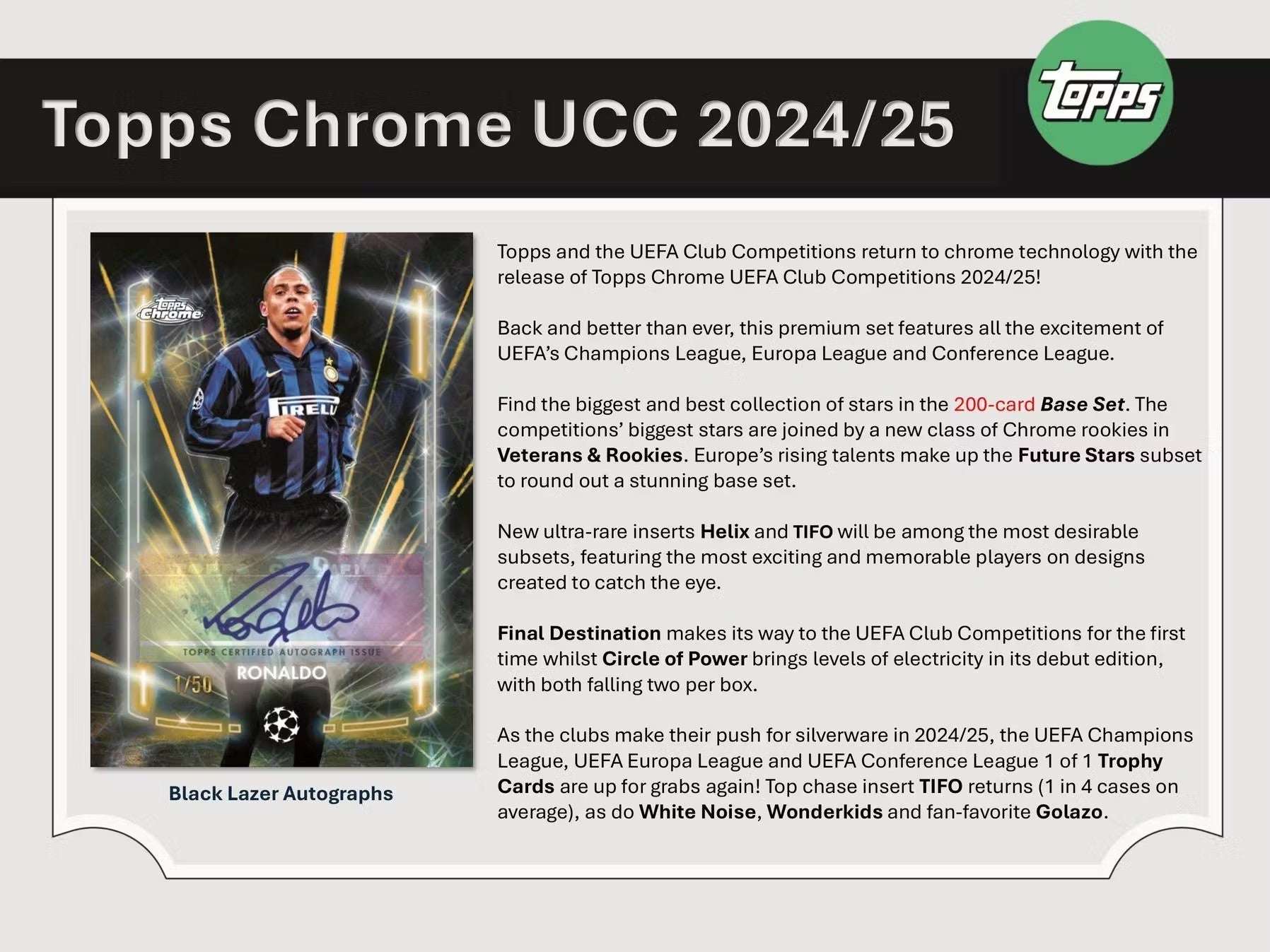 2024-25 Topps Chrome UEFA Club Competitions Soccer Jumbo Trading Cards