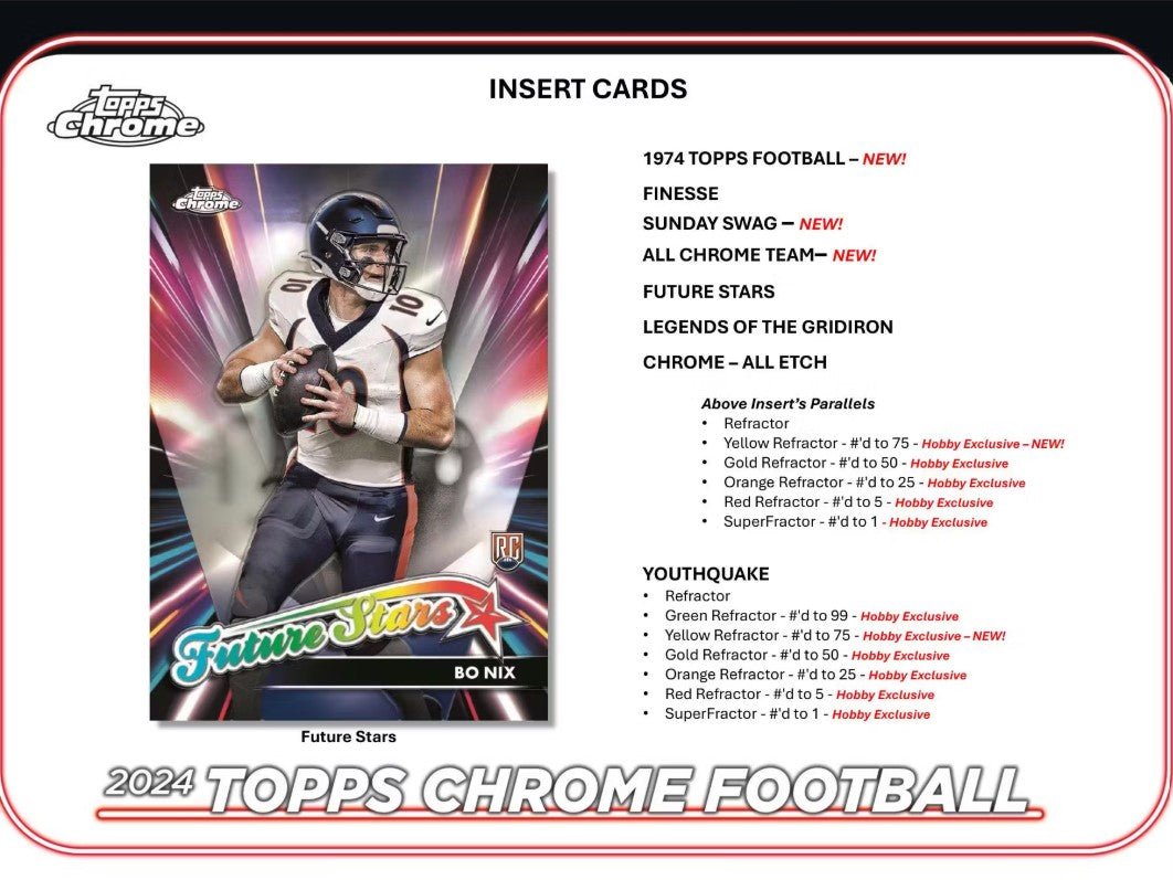 2024 Topps Chrome Football Hobby Trading Cards LV