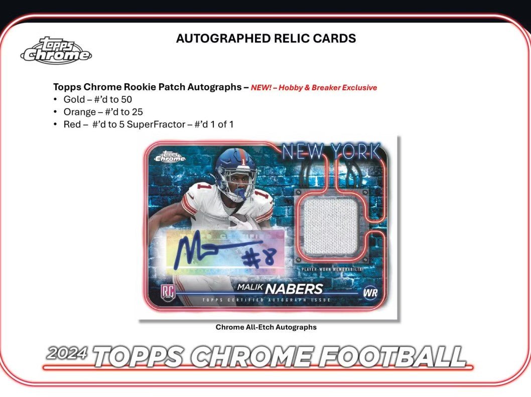 2024 Topps Chrome Football Hobby Trading Cards