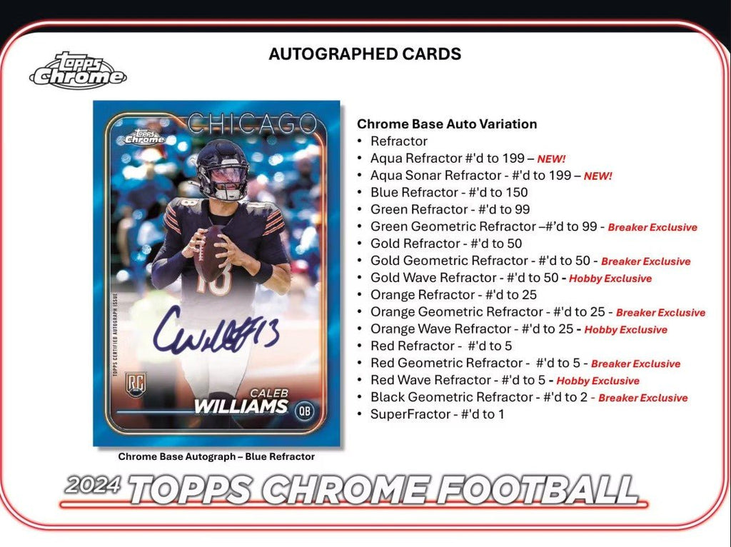 2024 Topps Chrome Football Hobby Trading Cards