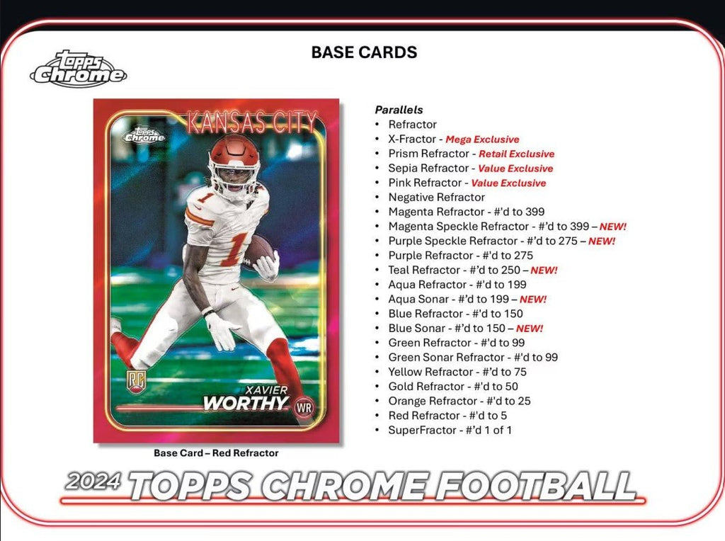 2024 Topps Chrome Football Mega Trading Cards LV