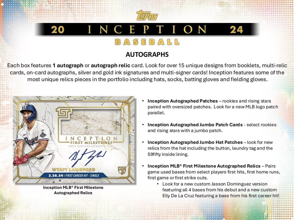2024 Topps Inception Baseball Hobby Trading Cards