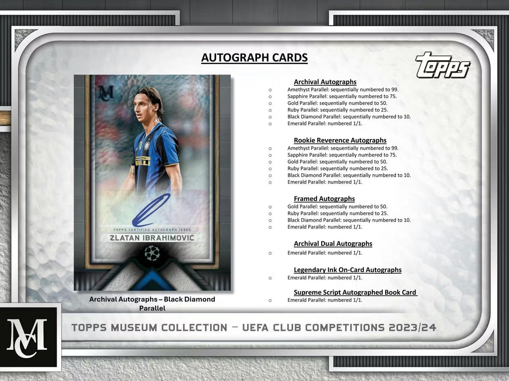 2023-24 Topps UEFA Club Competitions Museum Collection Soccer Hat Trick Hobby Trading Cards LV