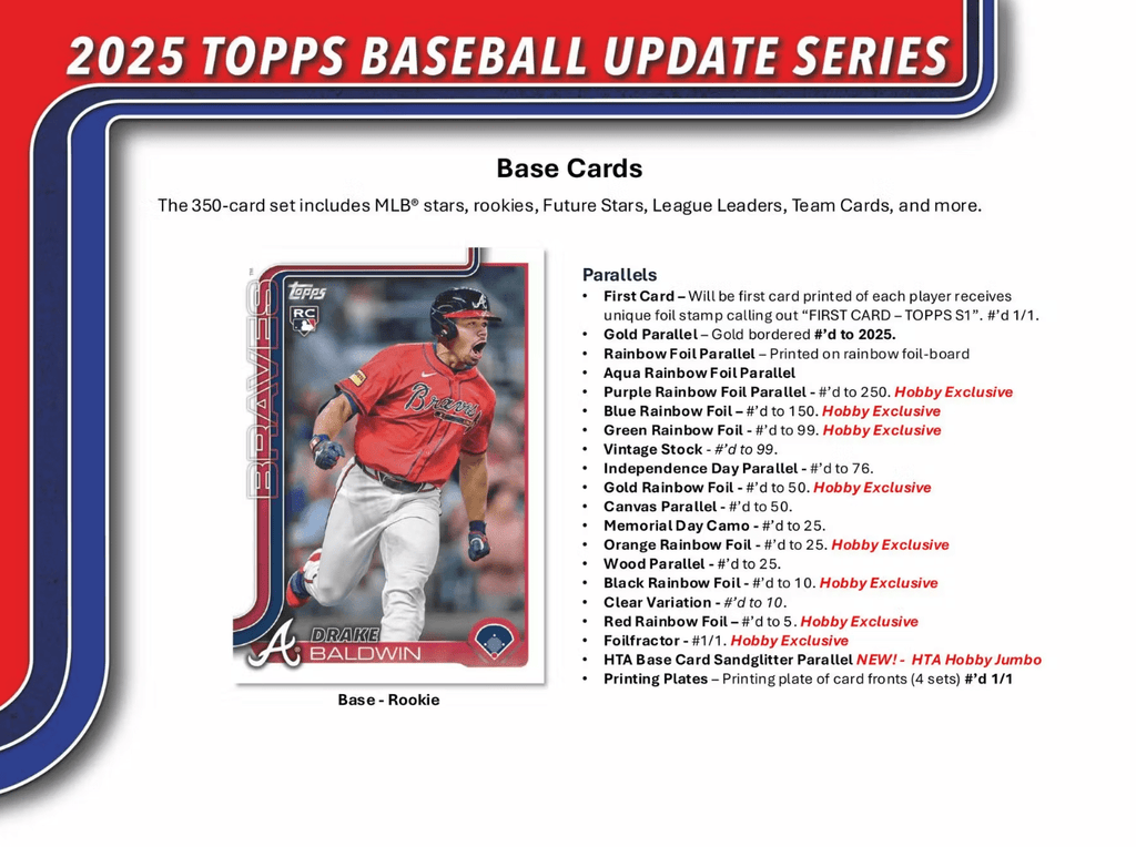 2025 Topps Update Series Baseball Hobby Jumbo Trading Cards