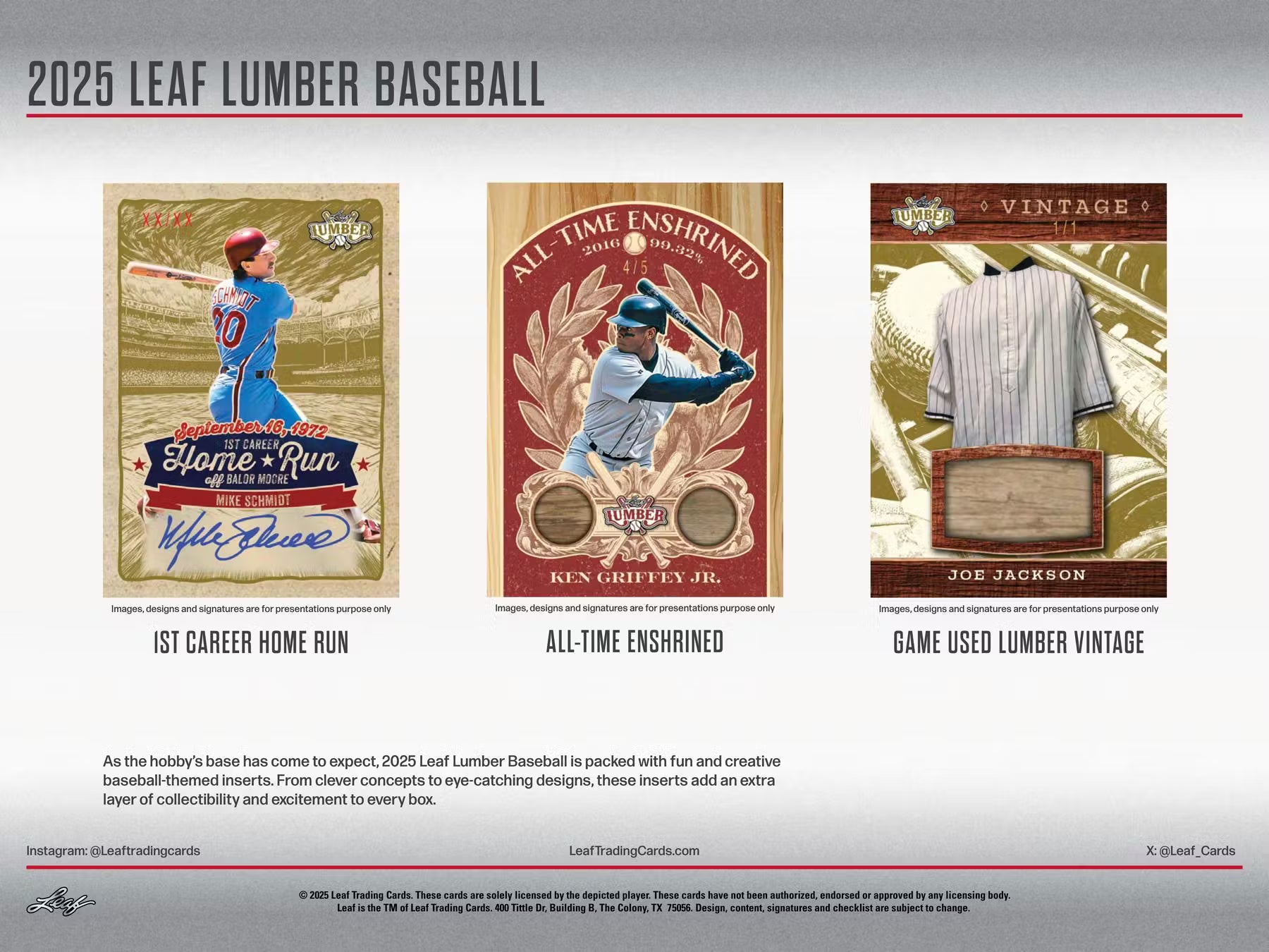 2025 Leaf Lumber Baseball Hobby Trading Cards
