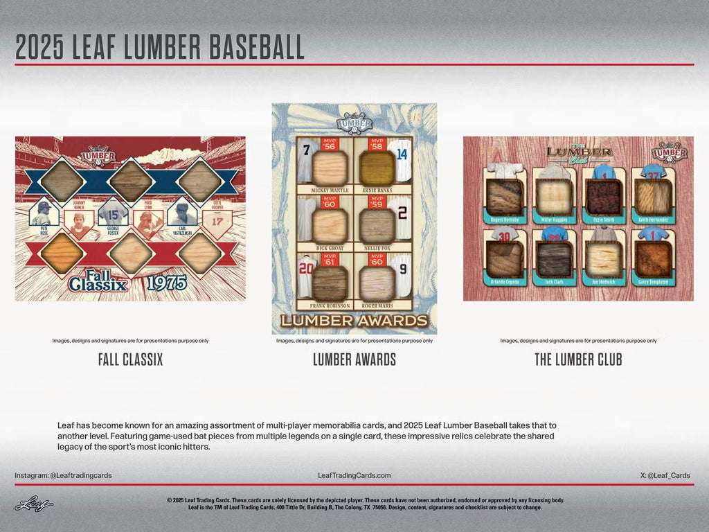 2025 Leaf Lumber Baseball Hobby Trading Cards