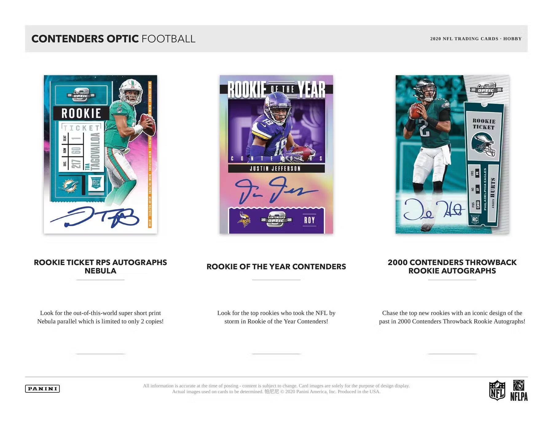 2020 Panini Contenders Optic Football Hobby Trading Cards