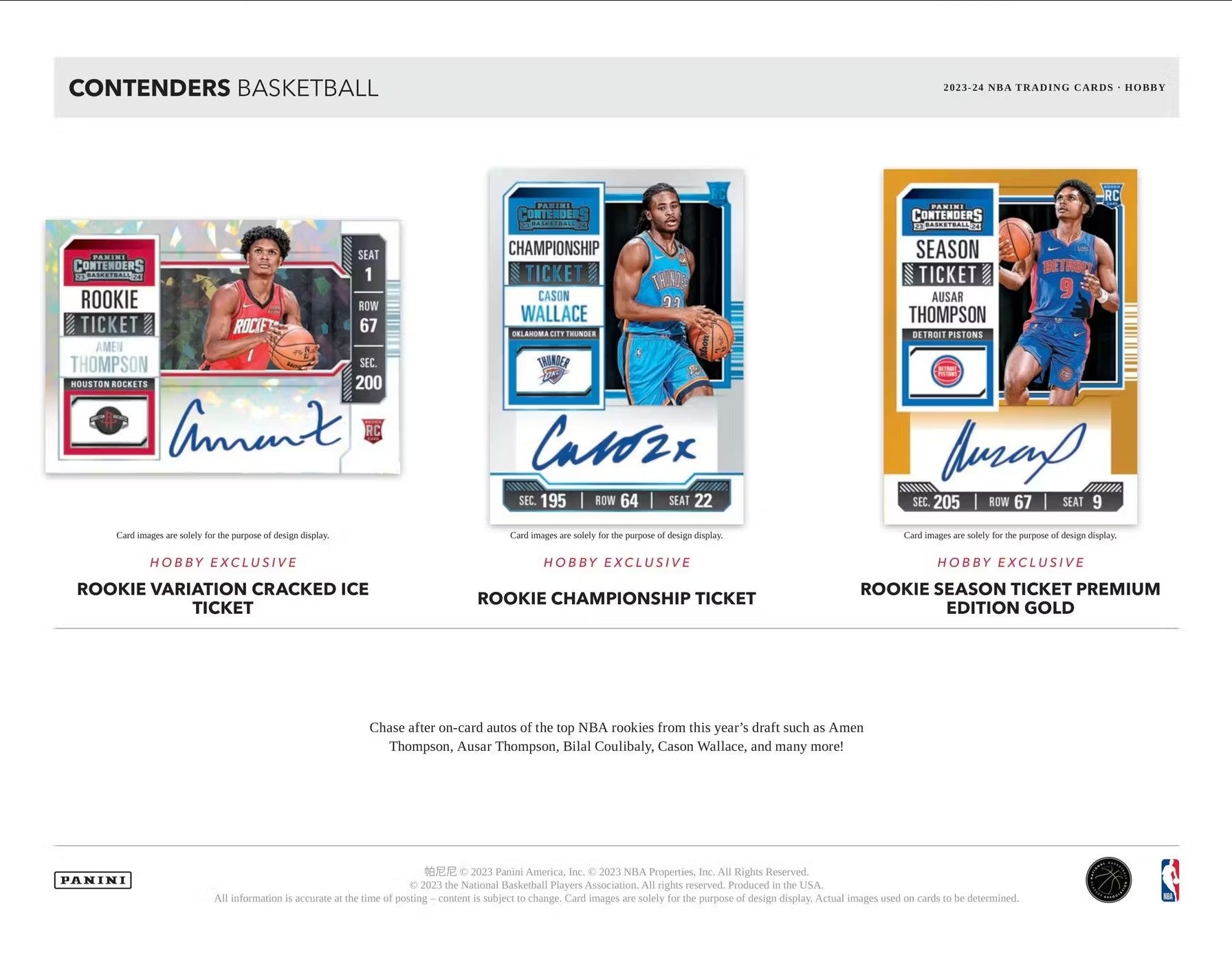 2023-24 Panini Contenders Basketball Hobby Trading Cards