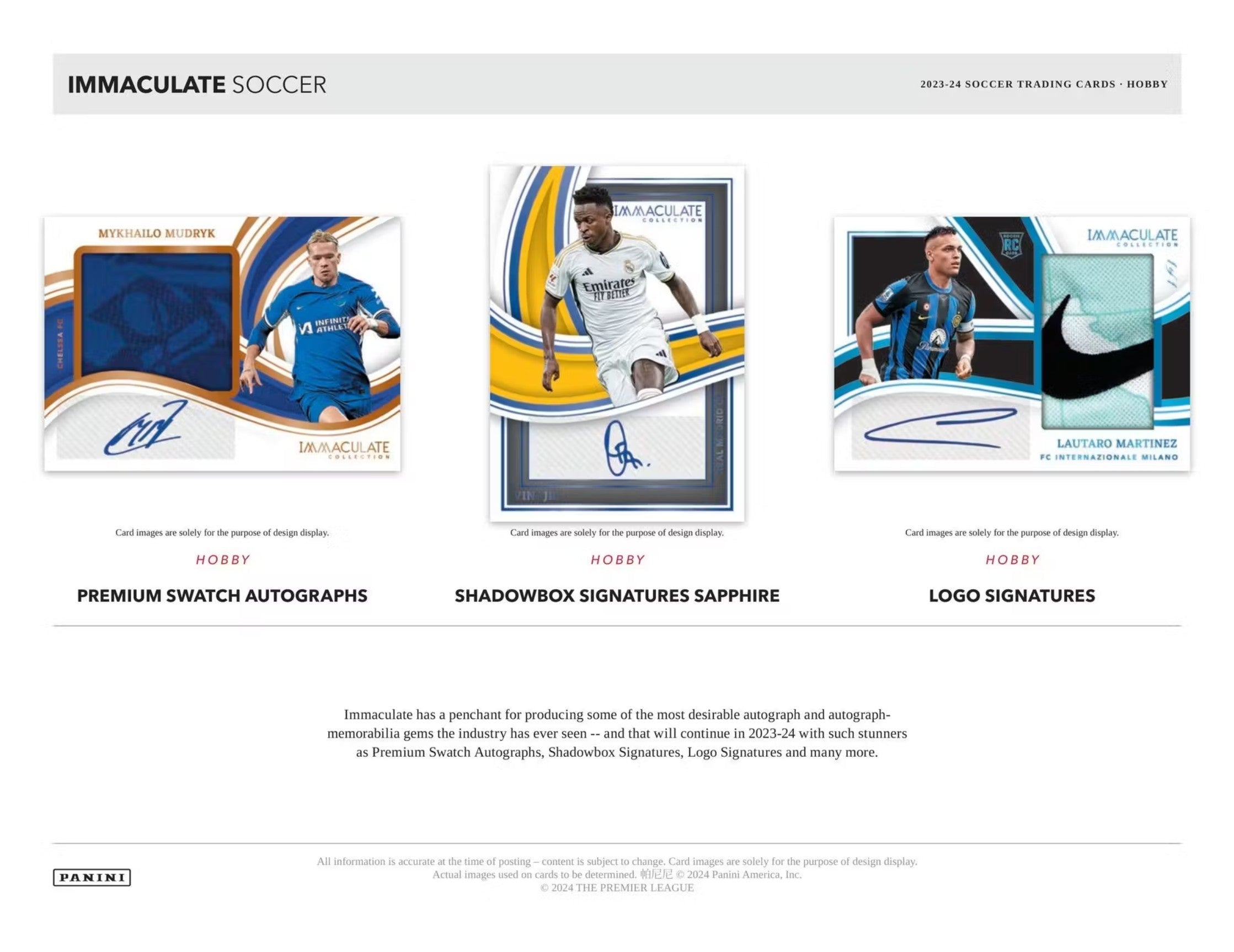 2023-24 Panini Immaculate Soccer Hobby Trading Cards