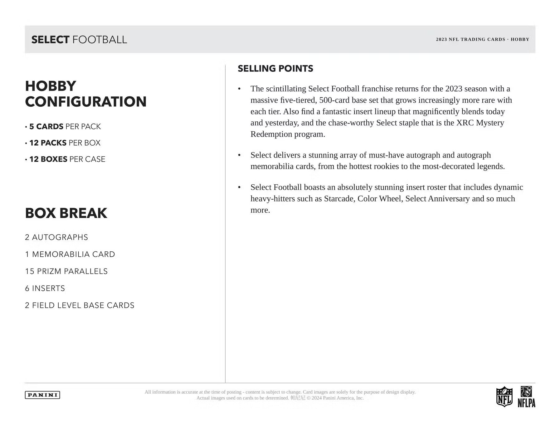 2023 Panini Select Football FOTL Trading Cards