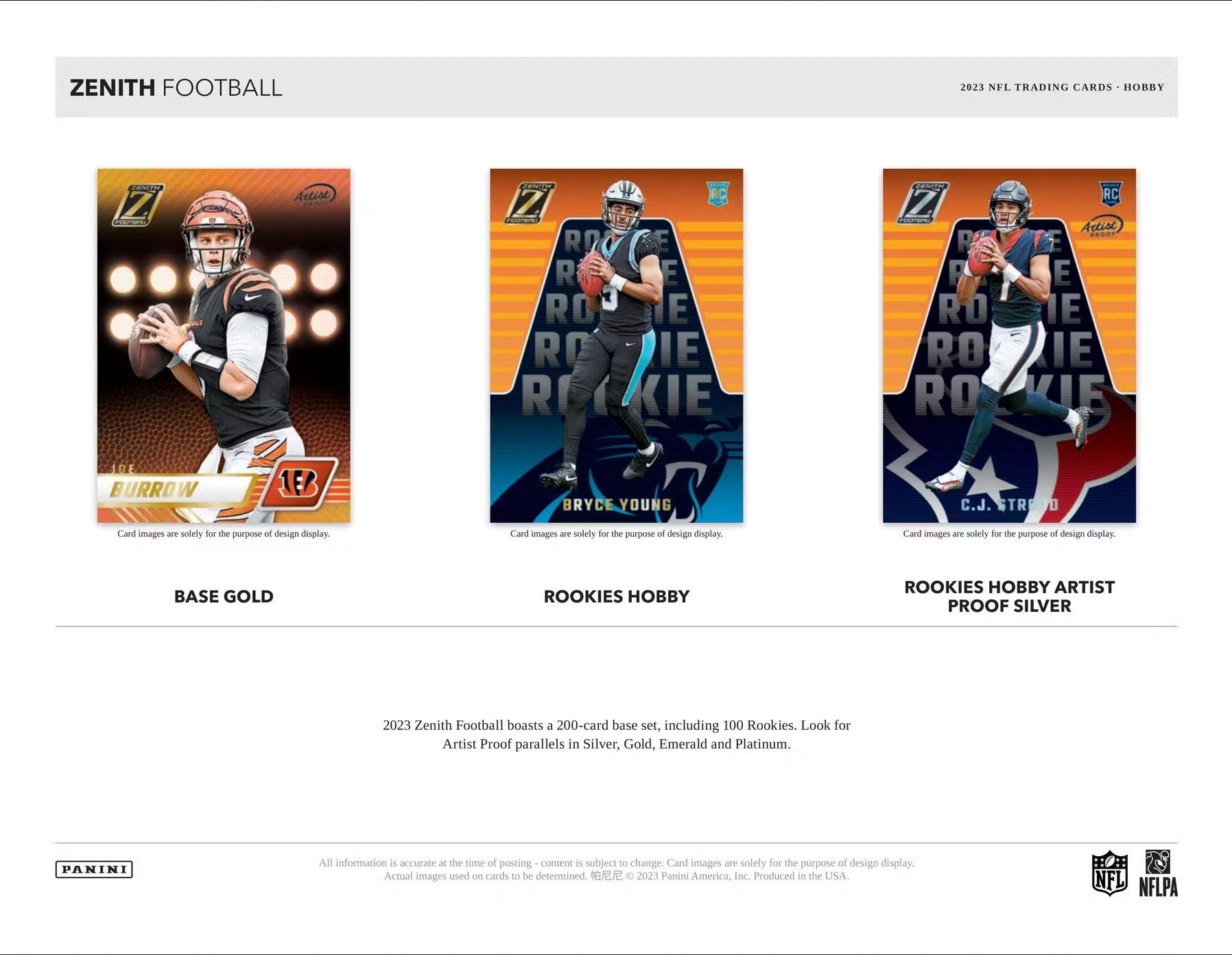 2023 Panini Zenith Football Hobby Trading Cards