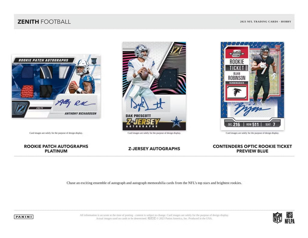 2023 Panini Zenith Football Hobby Trading Cards