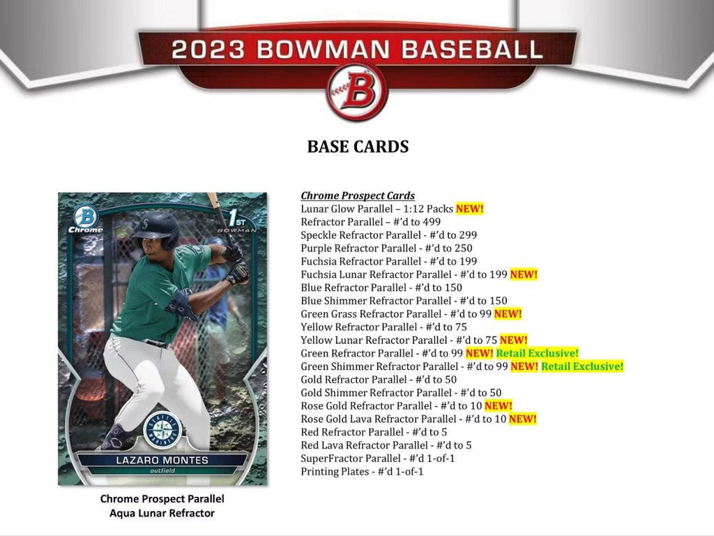 2023 Topps Bowman Baseball Blaster Trading Cards