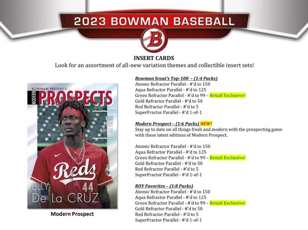 2023 Topps Bowman Baseball Blaster Trading Cards
