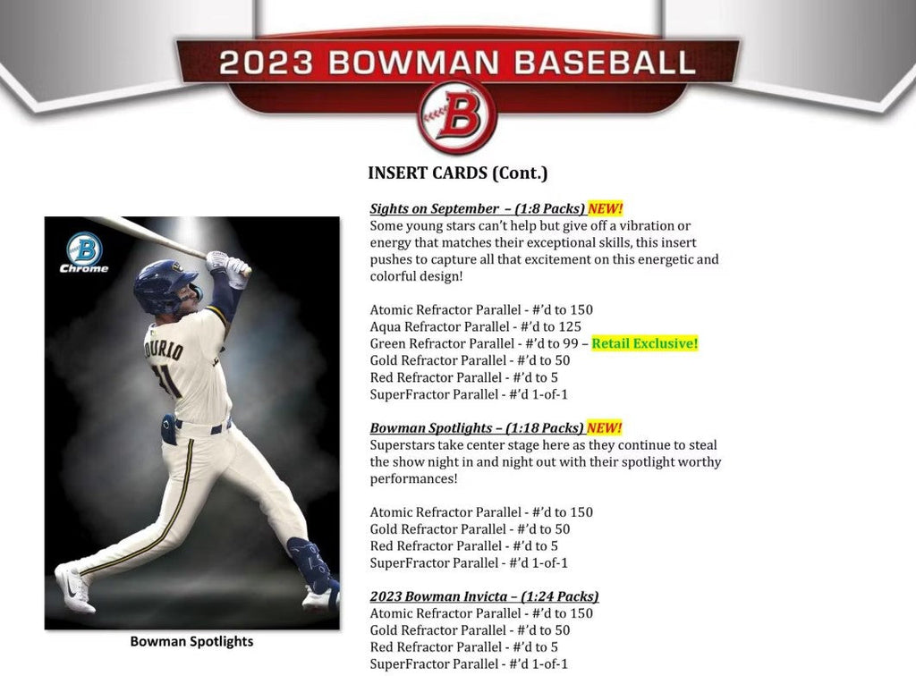 2023 Topps Bowman Baseball Blaster Trading Cards