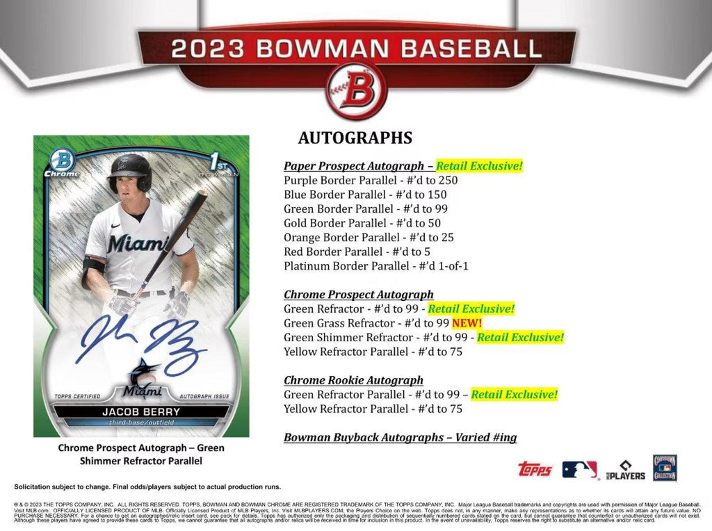 2023 Topps Bowman Baseball Blaster Trading Cards